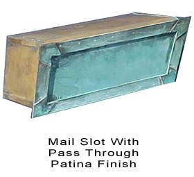 Mail Slot with Pass Through<BR>Solid Brass / Patina Finish